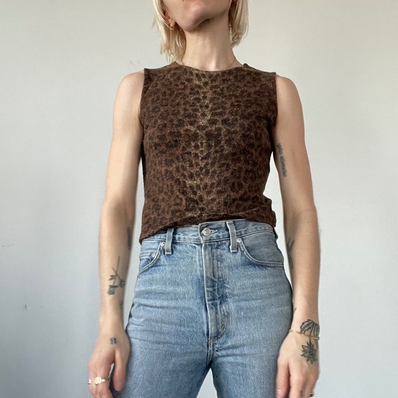 Vintage Leopard Print Mohair Crop Top - Picture 2 of 7